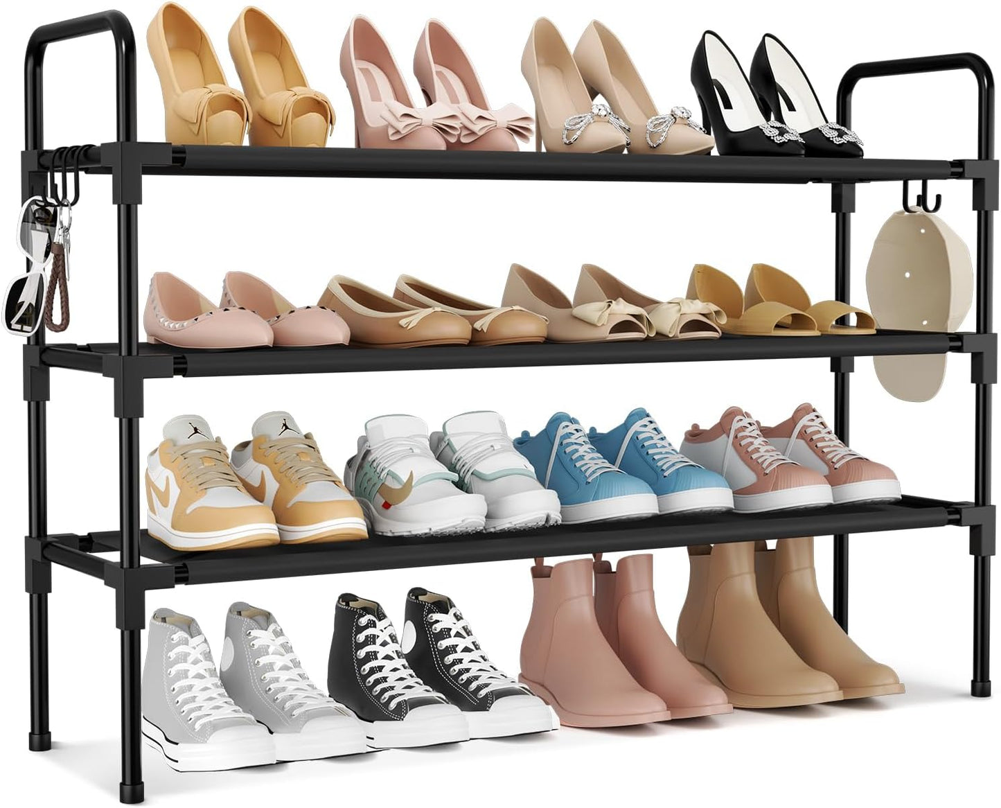 Closet, 12-16 5 Long Shoe Rack for Pairs Stackable Shoe Organizer, Shoe Shelf Storage for Sneakers & Boots Shoe Storage