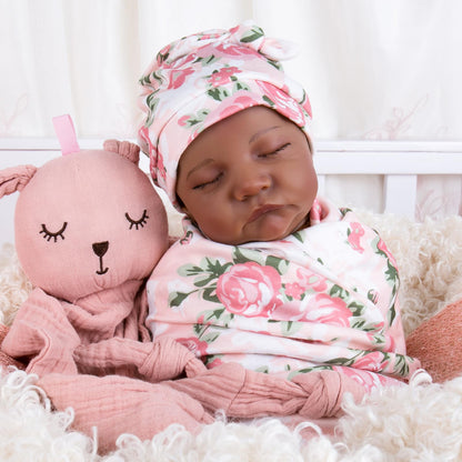 Aori Reborn Baby Doll Accessories Clothes Newborn Receiving Blanket with Headband and Hat Set Baby Swaddle Floral 3-Piece Swaddle Nursery Swaddle Wrap for 17-20 inch Reborn Doll