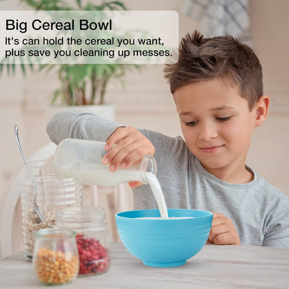 Unbreakable Cereal Bowls Set of 6, 24 OZ Wheat Straw Bowls, Microwave & Dishwasher Safe, Lightweight
