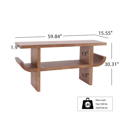 Christopher Knight Home Mesha Modern Console Table with Shelf, Wooden Entryway Table with Open Storage Shelf, Behind The Couch Long Sofa Table for Living Room, Natural Brown
