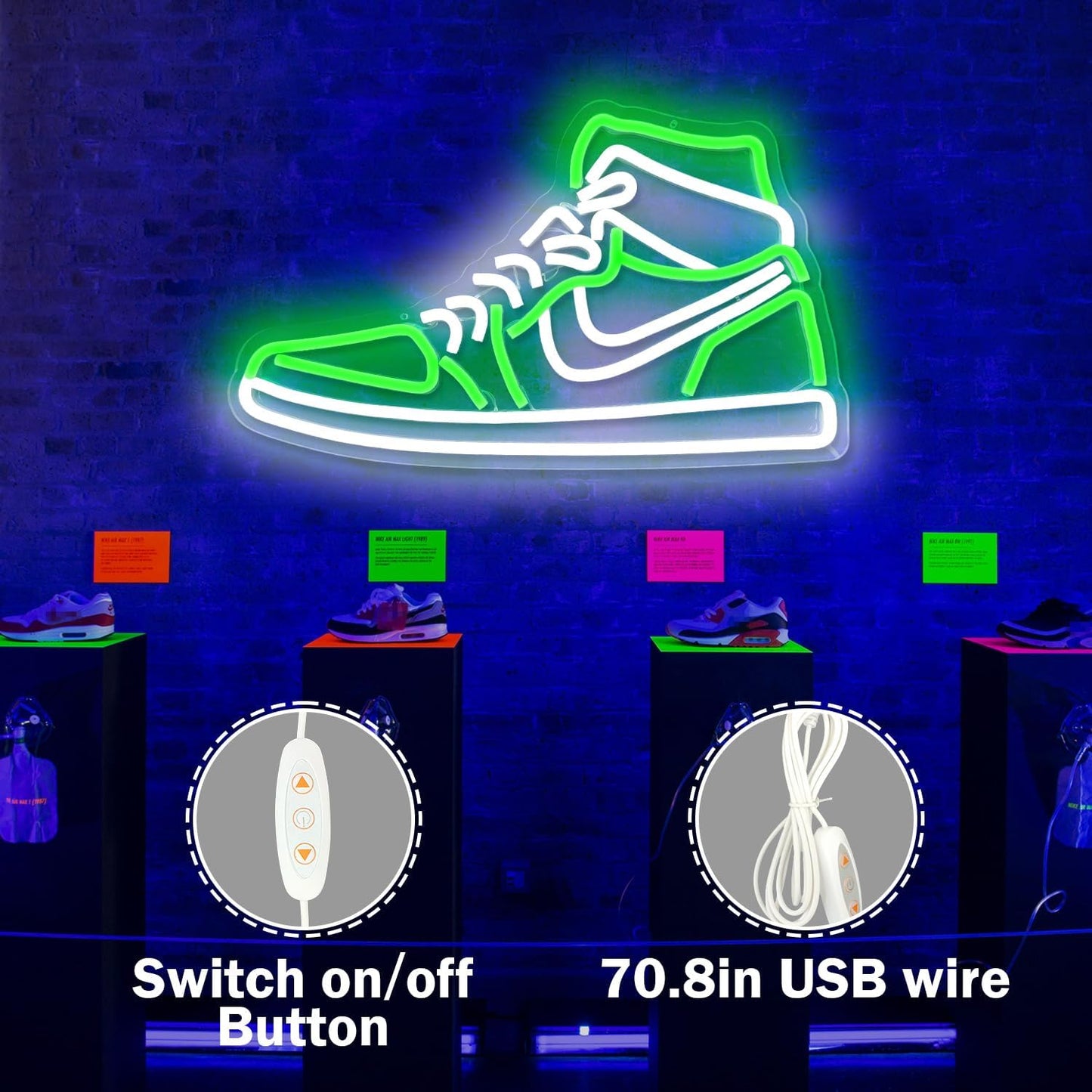 Sneaker Neon Signs for Wall Decor Dimmable Shoe LED Signs Neon Lights for Bedroom Man Cave Home Neon Wall Sign Shoe Light up Signs Decor