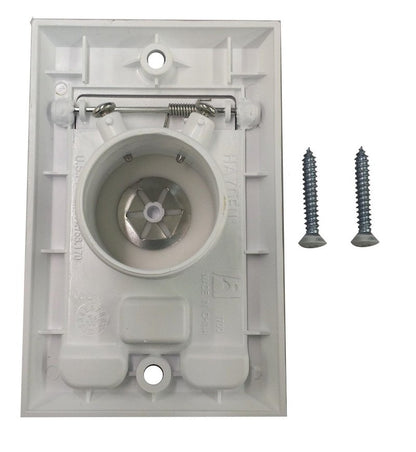 Central Vacuum Square Door Low Volt Inlet Wall Plate - White
