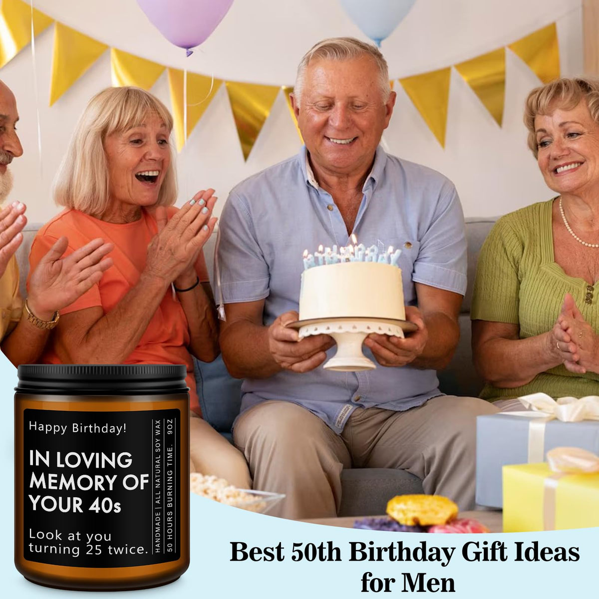 RIZOOCE 50th Birthday Gifts for Her Him, 50 Year Old Birthday Gifts - Funny & Unique Presents for Men & Women Born in 1976, Lavender Scented Candle, 7oz