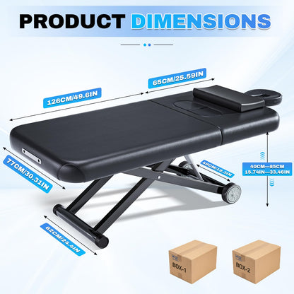 kaiwrxin Fully Electric Massage Table with Lift, 1500lbs Capacity - Professional Adjustable Facial Bed for Estheticians, Spa & Waxing, Heavy-Duty 550lbs Capacity 2r5 2r7 (Black - X-Shaped)