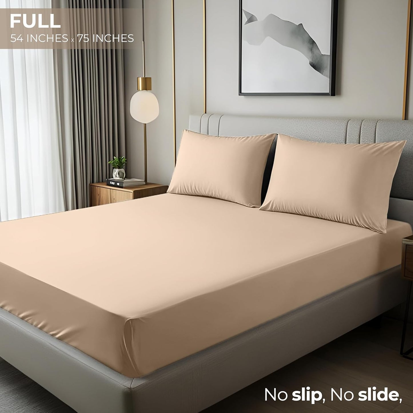 Utopia Bedding Full Fitted Sheet - Soft Microfiber - Deep Pocket - Fade Resistant - Beige
