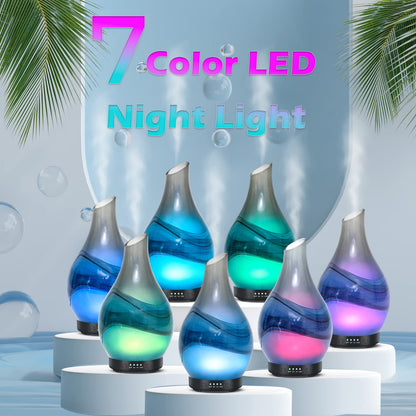 MAXWINER Essential Oil Diffusers Ultrasonic 3D Glass Aromatherapy Diffuser, Auto Shut-Off, Timer Setting, 7 Colors LED Lights Changing for Home, Office, Spa 120ml