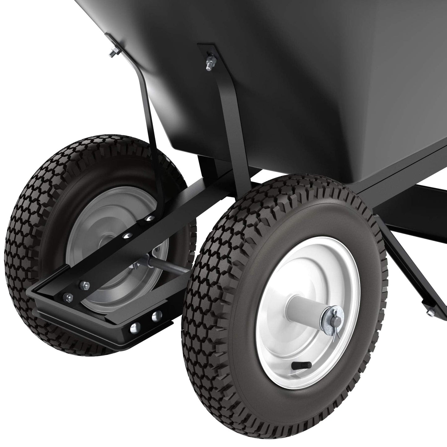 Bon Tool 28 907 Premium Contractor Grade Poly-Tray Double Wheel Wheelbarrow with Steel Hande and Knobby Tire, 5-3/4 Cubic Feet
