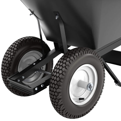 Bon Tool 28 907 Premium Contractor Grade Poly-Tray Double Wheel Wheelbarrow with Steel Hande and Knobby Tire, 5-3/4 Cubic Feet