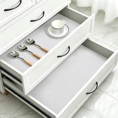 MIAONET 18" x 360" Shelf and Drawer Liner for Kitchen Cabinets Non-Adhesive Easy Cut Non-Slip Shelves Paper, Durable Washable Cupboards liners Protector Cabinet Bathroom Drawers Pantry Shelving, White
