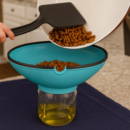 BUUBLE Ultimate Grease Drainer & Food Strainer (Aqua) Premium Heat-Resistant Silicone Colander for Bacon, Ground Beef, Pasta & Veggies; Fits Pans, Cans & Jars; Dishwasher Safe