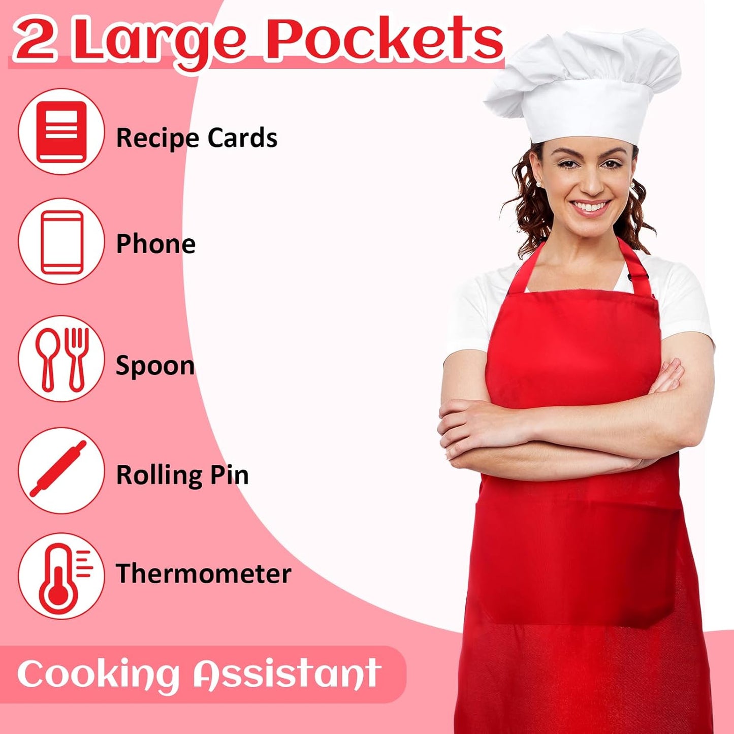 24 Pack 2 JaGely Adjustable Bib Apron with Pockets Black Aprons Bulk for Server Adult Women Kitchen Apron Water Oil