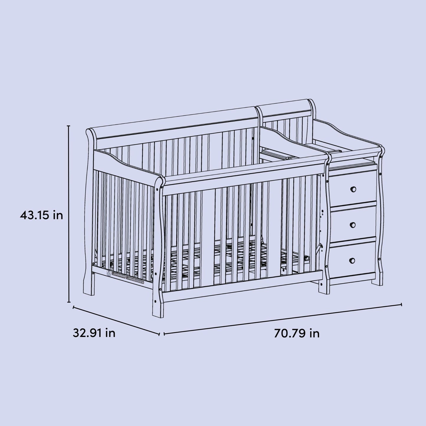 Storkcraft Portofino 5-in-1 Convertible Crib and Changer – Crib and Changing Table Combo with Drawer, Converts to Toddler Bed, Daybed and Full-Size Bed, Storage Drawer (White)