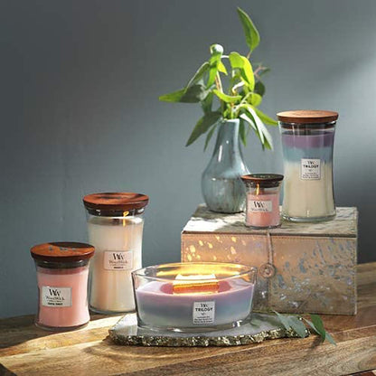 WoodWick Ellipse Trilogy Scented Candle - Calming Retreat with Crackling Wick, Burn Time Up to 50 Hours