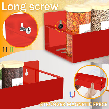 Magnetic Spice Rack Organizer for Fridge Seasoning Organizer for Kitchen storage with Screw Magnetic Shelf with Hook for Refrigerator and Oven (6pack)
