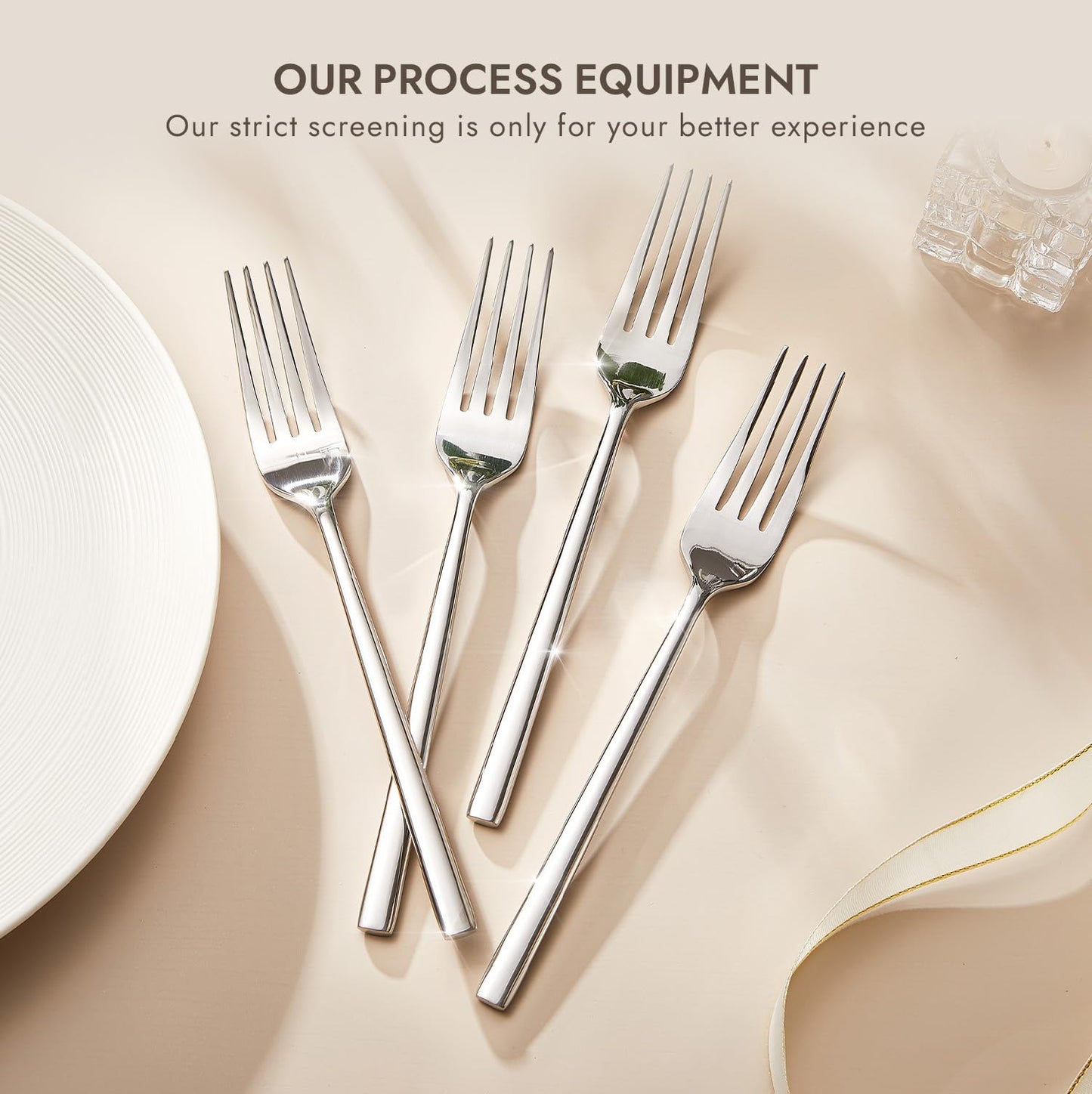 KINGSTONE Dinner Forks Set, 12-Piece Silverware Flatware Cutlery Dessert Forks (8.3-Inch), Forged Food-Grade Stainless Steel, Mirror Finish & Dishwasher Safe, Use for Kitchen, Home, Wedding, Party
