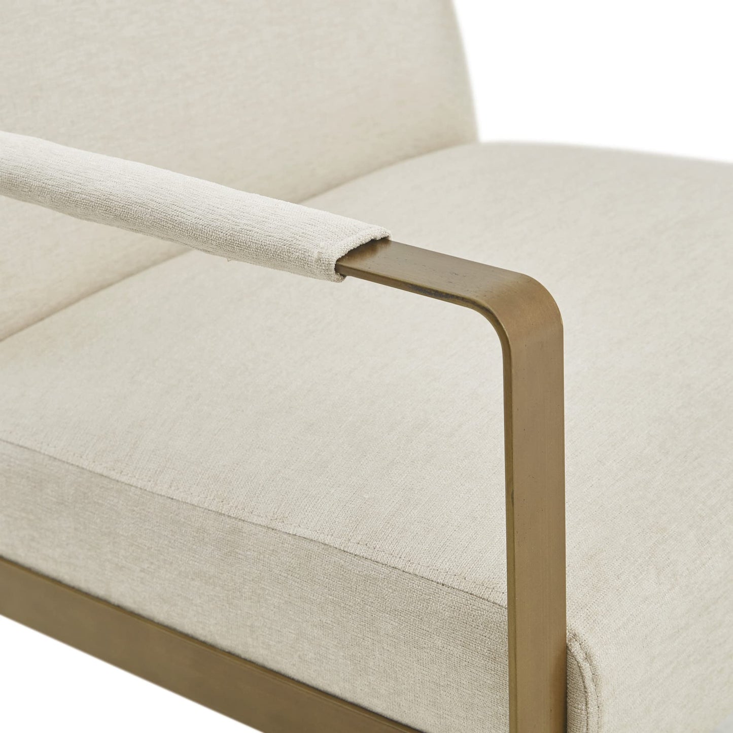 Martha Stewart Upholsterd Accent Chair Living Room Furniture - Modern Design, Comfortable Foam Seat Cushion Bedroom Lounge, Sophisticated Finished, Sturdy Frame, Cream/Gold, 28.5" W x 29" D x 32.5" H