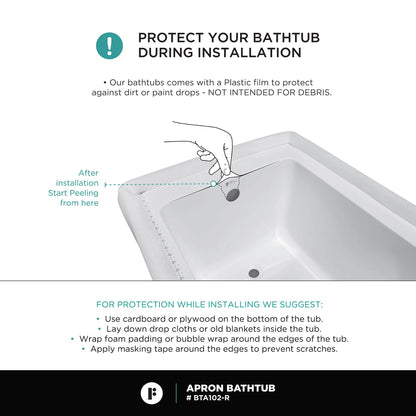 Fine Fixtures Acrylic, Fiberglass Alcove Soaking Bathtub with Integral Apron Front in Glossy White - Right Hand Drain, 60" x 32"