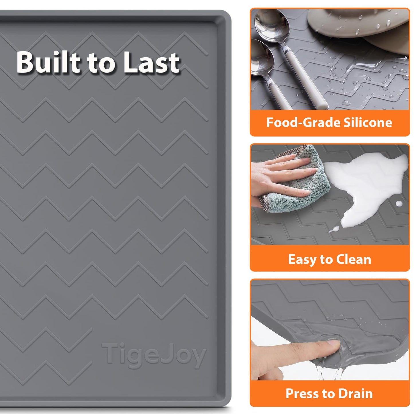 TigeJoy 34" x 22" Under Sink Mats for Kitchen Waterproof, Leak-Proof Silicone Mat Sink Protector and Cabinet Liner, Kitchen Essentials Organizer and Storage, Boot or Shoe Tray, Pet Feeding Mat