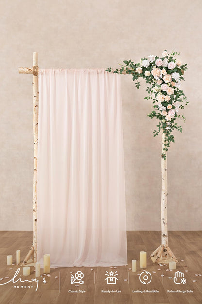 Ling's moment Wedding Arch Flowers - 6.5FT Floral Garland for Ceremony Arbor Backdrop Decoration - Artificial Rose Floral Swag for Sweetheart Table Birthday Party, Baby Shower, Blush Pink