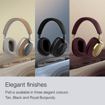 Bowers & Wilkins Limited Edition Px8 Over-Ear Bluetooth Headphones, Advanced Active Noise Cancellation Wireless Headphones, Luxurious Materials, 30-Hr Battery Life, 15-Min Charging, Royal Burgundy