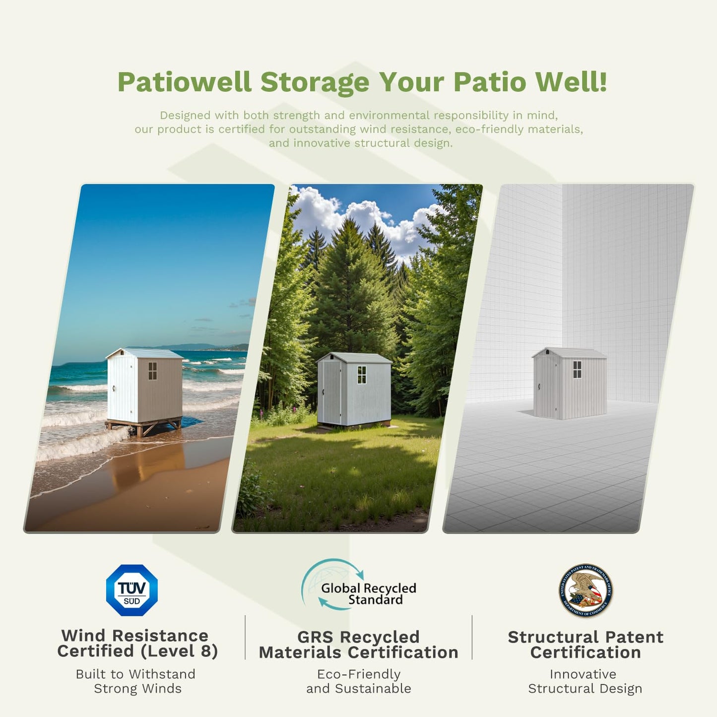 Patiowell 4 x 6 FT Plastic Outdoor Storage Shed with Floor, Resin Shed Outside Tool Shed with Window and Lockable Door for Backyard Garden Patio Lawn, Light Gray (Fit-it Shed)