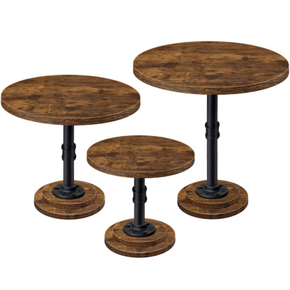 LLAXERGU Cake Stand Rustic Industrial Wood Round Cupcake Stands Cake Stand Set of 3 Dessert Table Display Set Serving Tray Decoration for Birthday Celebration Party Baby Shower