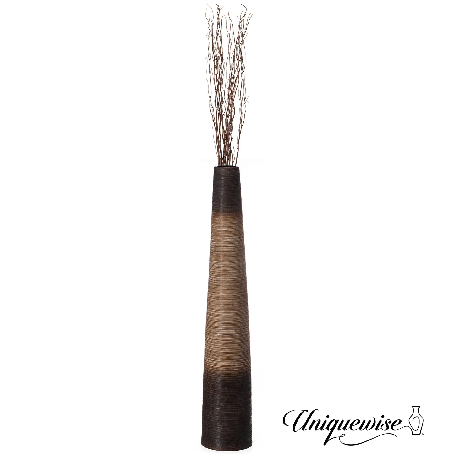 47-Inch Tall Handcrafted Brown Ceramic Floor Vase - Waterproof Cylinder-Shaped Freestanding Vase, Ideal for Tall Floral Arrangements and as a Standalone Piece