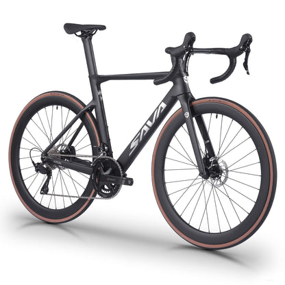 SAVADECK Carbon Fiber Road Bike, Hydraulic Oil Disc Bike with Carbon Fiber Frame and Wheelset, Lightweight Full Carbon Racing Bicycle with Shimano R7120 24S Shift Set for Adults(Black,47cm)