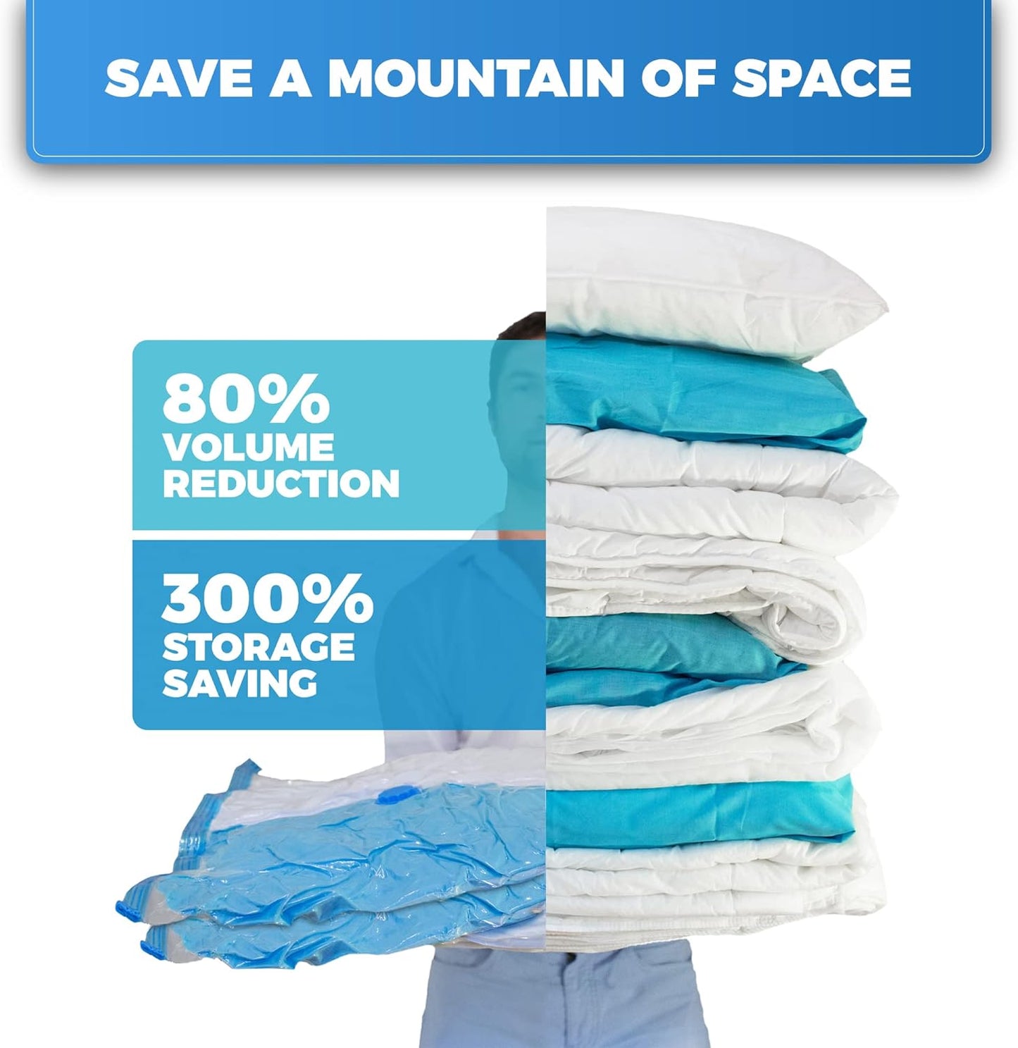 3-Pack XXL Vacuum Storage Bags - Space Saver Bags for Clothes Storage, XL Comforters, 3x XXL Bags (47x35in)
