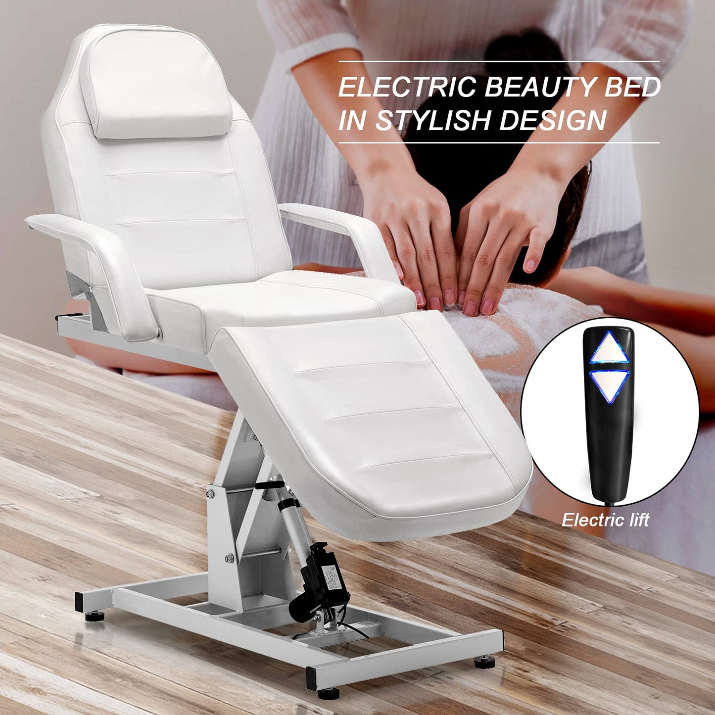 BarberPub Salon SPA Massage Bed Tattoo Chair Facial Adjustable Table Beauty Equipment 0100 (White)