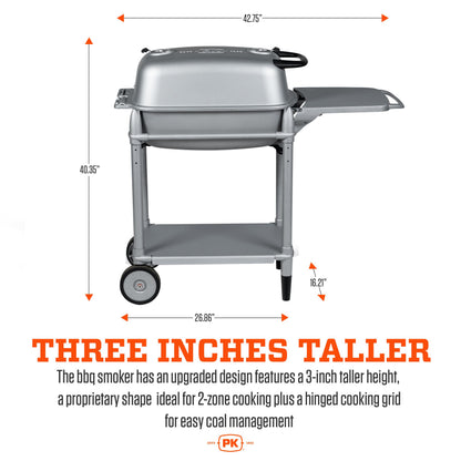 PK Grills PK300-SCX Portable Charcoal Grill and Smoker, Aluminum Outdoor BBQ Grill, Portable Grill for Camping, Backyard Grilling, Park, Tailgating, Silver