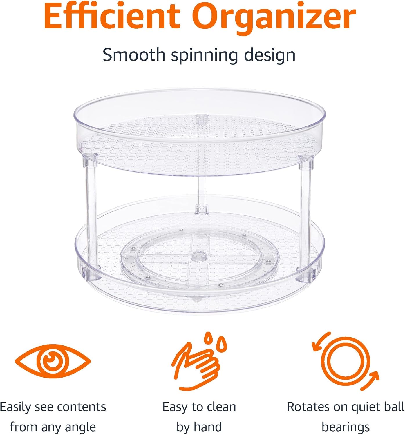 2 12" Amazon Basics Tier Lazy Susan Turntable Organizer for Condiments, Diameter, Clear