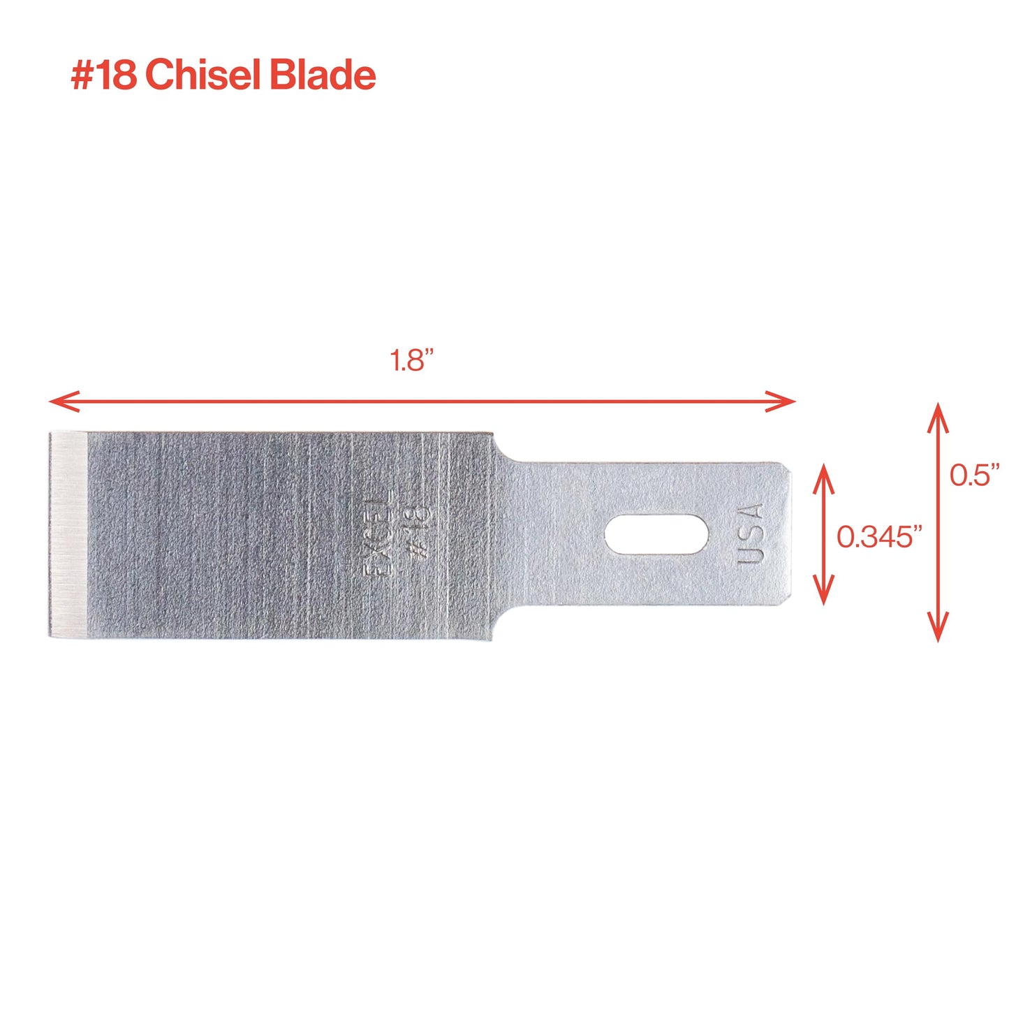 Excel Blades #18 Wood Chisel Replacement Blades, 1/2 Inch High Carbon Steel 100 Pack for Hobby Knife and Craft Knife K2 K5 K6 Handles, Precision Detail Carving on Wood Plastic Foam, Made in USA