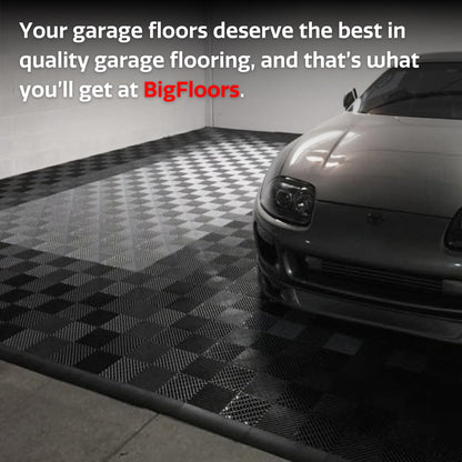 Big Floors RaceDeck Garage Floor Tiles, Interlocking Garage Flooring, Free-Flow Open Rib Self-Draining Heavy-Duty Copolymer Modular Tile (Red, 48 Pack of 12 x 12" Tiles, 48 Sq Ft)