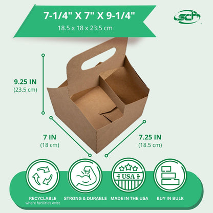 Southern Champion Tray 2788 Kraft 4 Cup Drink Carrier - 250 / CS