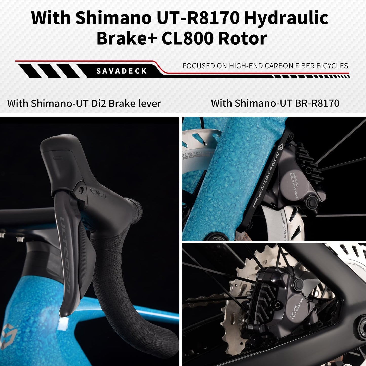 SAVADECK SLR8-Ultegra Full Carbon Road Bike with Shimano 105 R8170 24S Set for Adults, (Wave Pattern(W45), Red, 52cm)