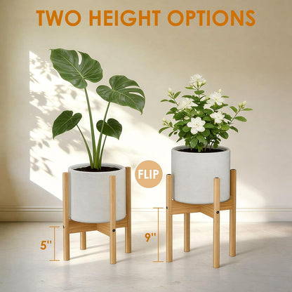 12 Inch ALIGADO Bamboo Plant Stand Indoor, for Up to Pots, Built to Fit Corners, Sturdy & Stable Design, Natural Wood