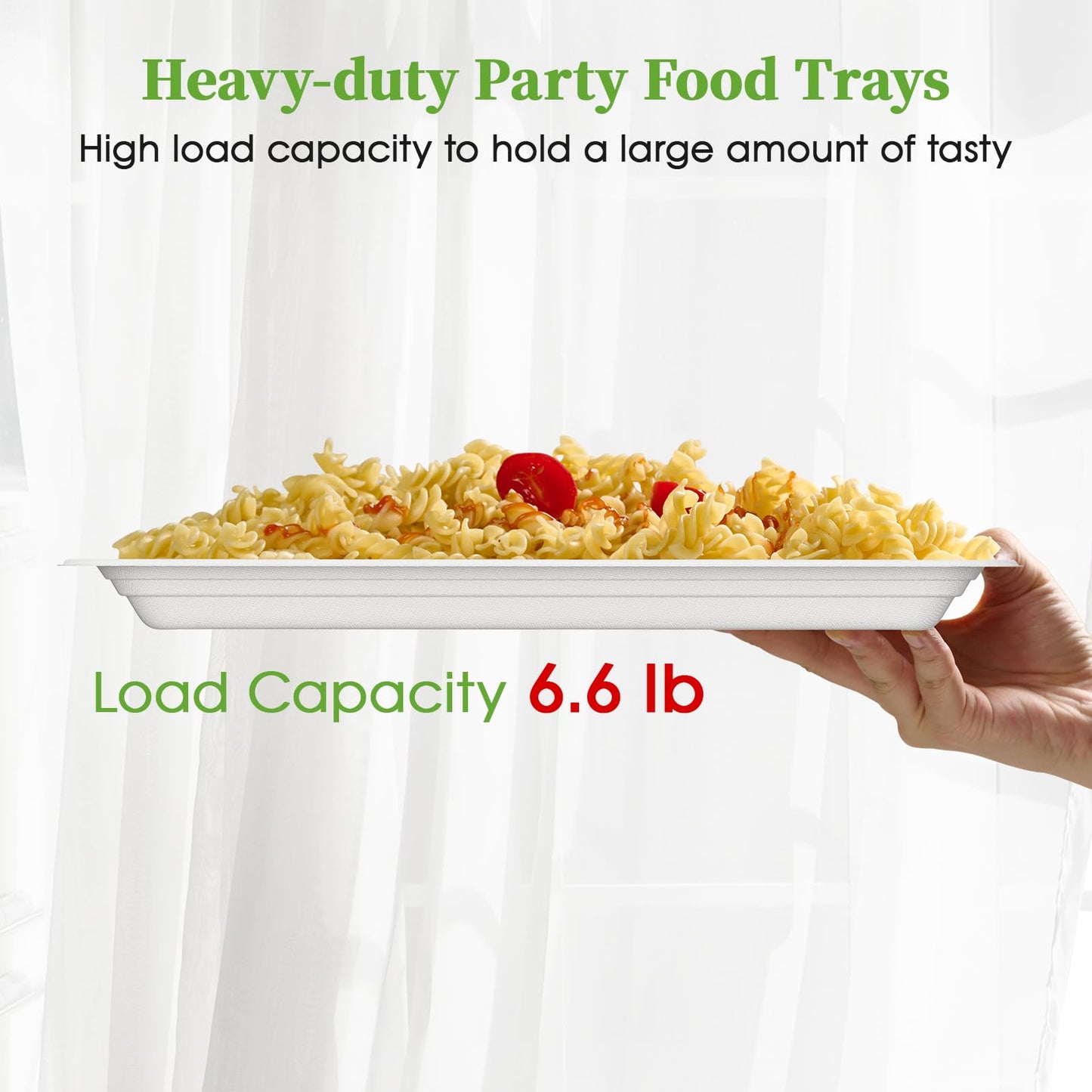 ECOLipak 100 Pack 14 Inch Disposable Food Crawfish Trays, Compostable Large Paper Plates, Disposable Thanksgiving Trays for Serving Food, Turkey, BBQ, Seafood Boil Party Supplies(White)