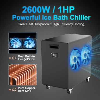 Hi-Q Therapy Ice Bath Tub Chiller, Inflatable Cold Tub PVC Material, All in one Plunge Chiller with Pump, 2600W Chilling Efficiency for Recovery