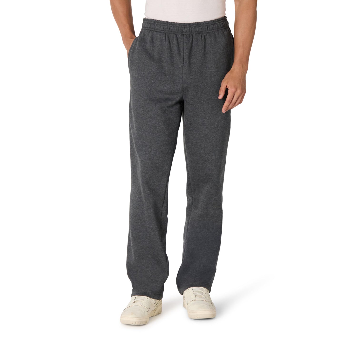 Amazon Essentials Men's Fleece Open Bottom Sweatpant (Available in Big & Tall), Charcoal Heather, X-Large