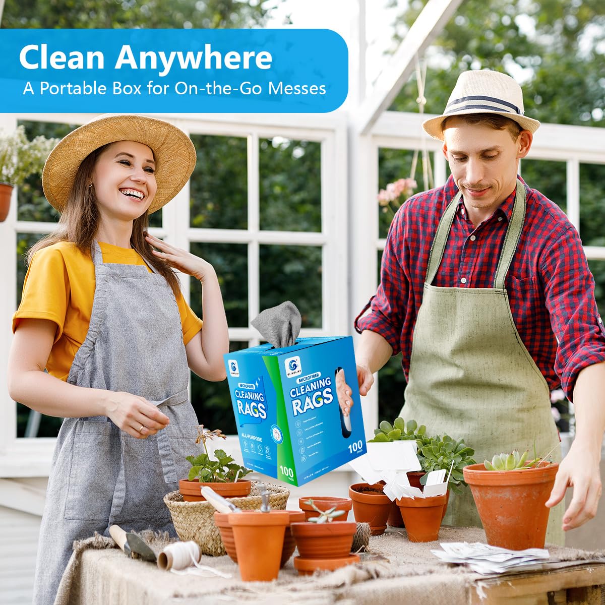 GLIMGLINT Microfiber Cleaning Cloth, 100 Pack Cleaning Rags, Lint-Free, Ultra Absorbent Reusable Paper Towels for Home, Kitchen, Car, Garage or Shop, Microfiber Rags, 11" x 9", Grey