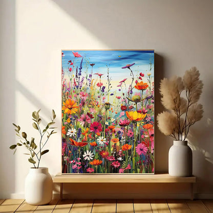 BYGFHLYW Diamond Art Painting Kits for Adults, Sea of Flowers 5D Diamond Painting Dots Art Kits for Adults Beginner, Flowers DIY Full Round Gem Crystal Art Paint by Diamond, Home Wall Decor 12x 16 in