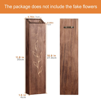 BOTOP 4 Pack Wood Indoor Wall Planter, Modern Boho Wall Decor for Living Room Bedroom, Farmhouse Pocket Vases for Dried Flowers and Faux Greenery Plants - Brown