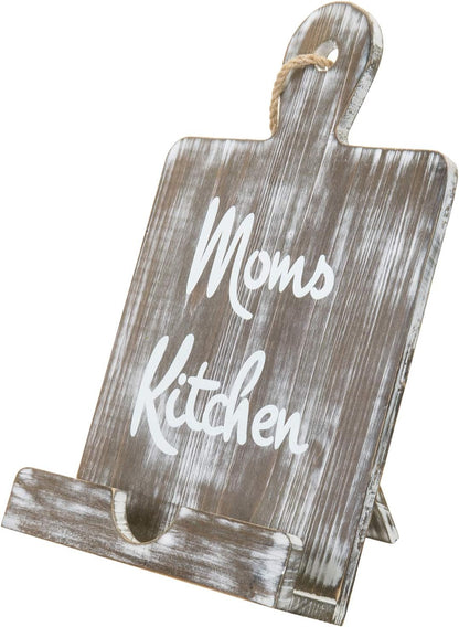 MyGift Gray Cookbook Stand: Mom's Kitchen Recipe Book Holder for Mother's Day, Birthday Present for Mom, Grandma