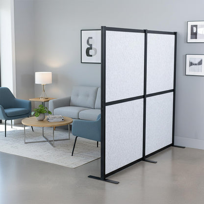 VIVO Modular Wall System, 2 PET Panels, Modern Professional Office Cubicle Dividers, Freestanding Privacy-Screen, 66 inches High, Light Gray, Black Frame, PP-MWS63B