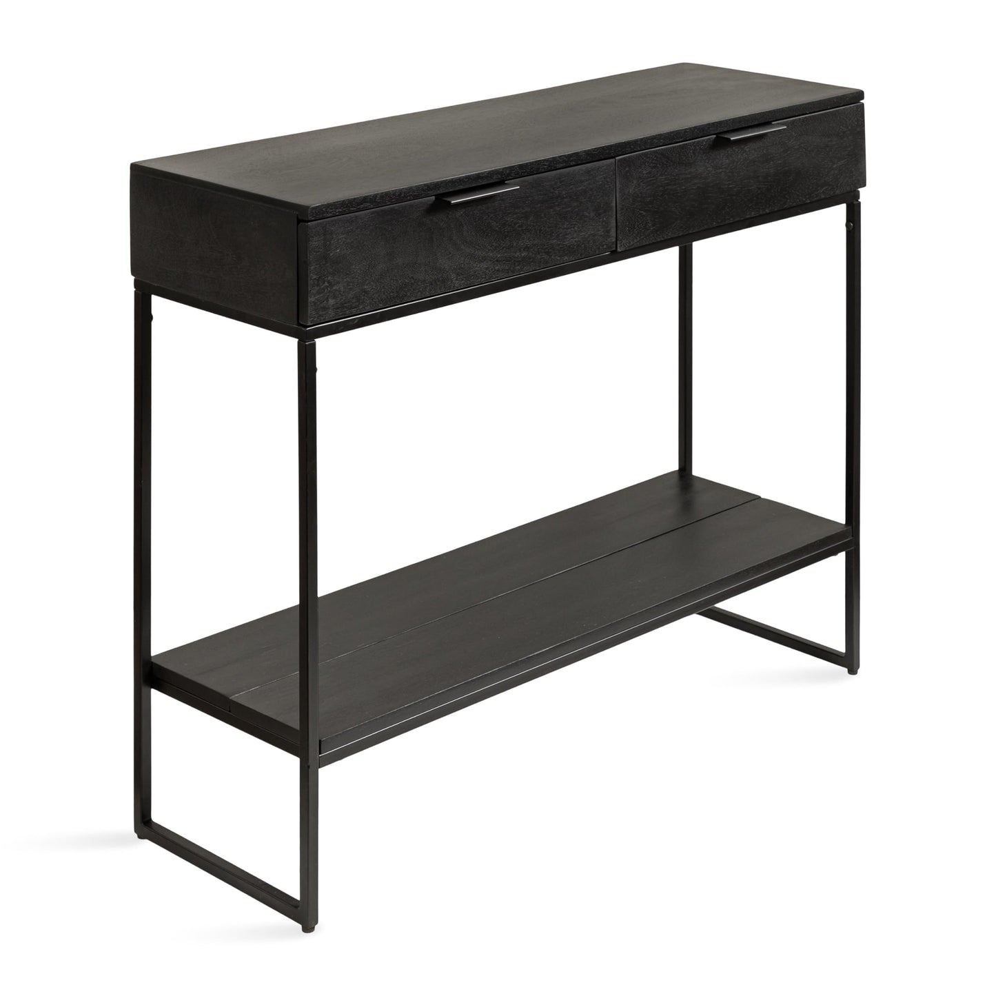 Kate and Laurel Malone Modern Wooden Console Table with Wood Shelf; 36 x 13 x 31; Black; Transitional Wood Entryway Table with Shelf and Drawers for Entry Storage Options