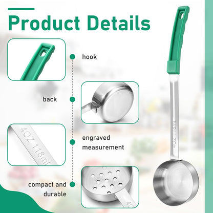 Reallnaive 6 Pcs Portion Control Serving Spoons, Restaurant Measuring Serving Ladle Utensils, Portion Control Slotted and Unslotted Scoops for Weight Loss, Kitchen, 3 Size