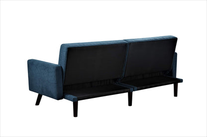 Container Furniture Direct Hasan Fabric Upholstered Living Room Tufted Sleeper Sofa, 79", Blue
