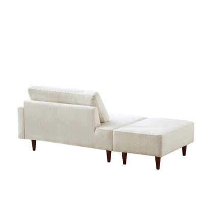 KEIKI 72" Chaise Lounge for Small Spaces, Indoor Boucle Upholstered Chaise Chair with Ottoman, Right-Hand Facing Reading Lounge for Bedroom or Living Room, White