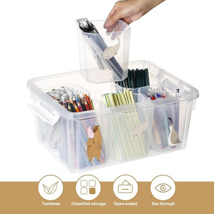 Loobuu 17QT Plastic Storage Bin with Lid - Stackable Clear Organizer Box for Crafts & Toys